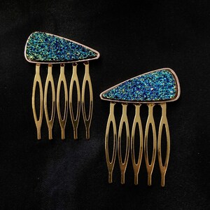 Druzy Stone, Hair Combs, Druzy Hair Combs, Blue Druse, Geode Hair Combs, Natural Stone, Stone Hair Combs, Natural Stone Hair, Blue Druzy