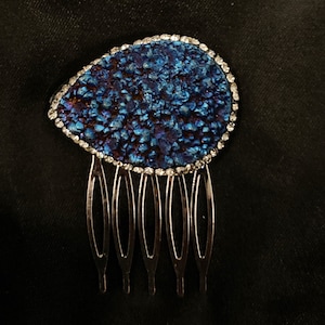 Druzy Stone, Hair Comb, Druzy Hair Comb, Blue Druse, Blue Hair, Natural Stone, Tear Drop, Stone Hair Comb, Natural Stone Hair, Blue Druzy