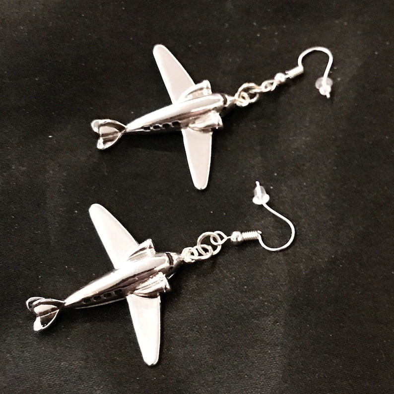Airplane Earrings Silver Airplane Aero Plane Airplane Etsy