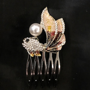 Koi Fish, Koi Fish Hair Comb, Jeweled Fish, Goldfish Hair, Goldfish Hair Comb, Pearl Hair Comb, Siamese Fighting, Sparkling Fish, Betta Fish