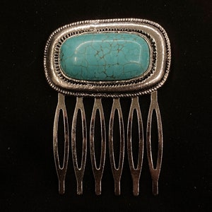 Turquoise Comb, Turquoise Hair Comb, Turquoise Hair, Turquoise Stone, Blue White, Faux Turquoise, Silver Hair Comb, Something Blue
