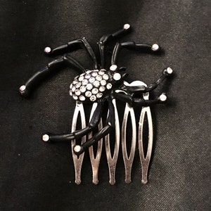 Hair Comb, Spider Hair Comb, Goth Hair Combs, Goth Hair, Spider Hair, Spider Jewelry, Halloween Hair, Black Spider Hair, Jeweled Spider image 1