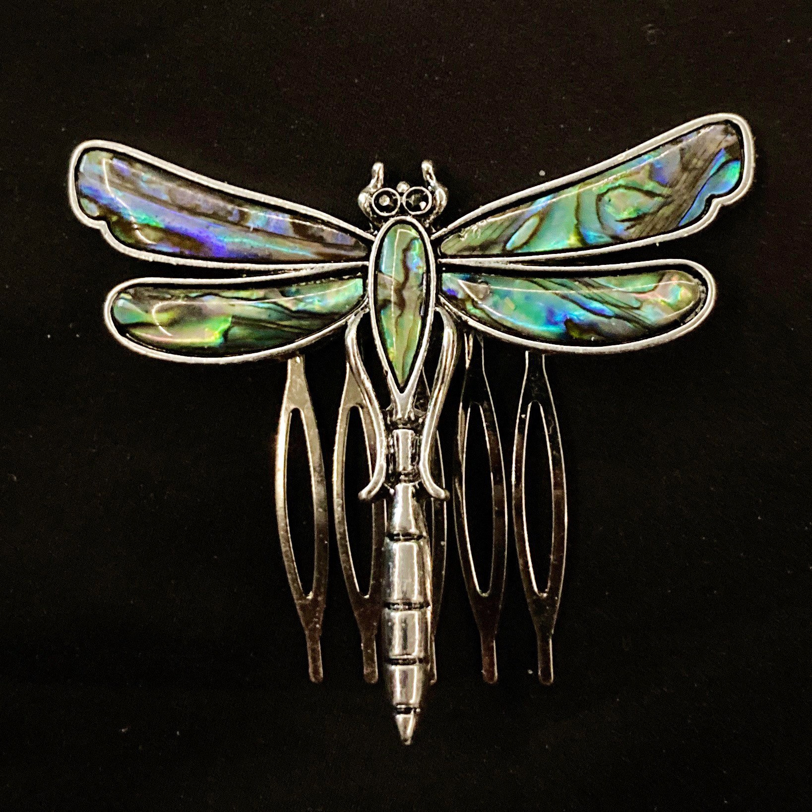 Vintage Rare TR Bentley Comb Dragonfly Heart Pin 5 Piece Hair Set Dragonfly Hair Pin main image 2