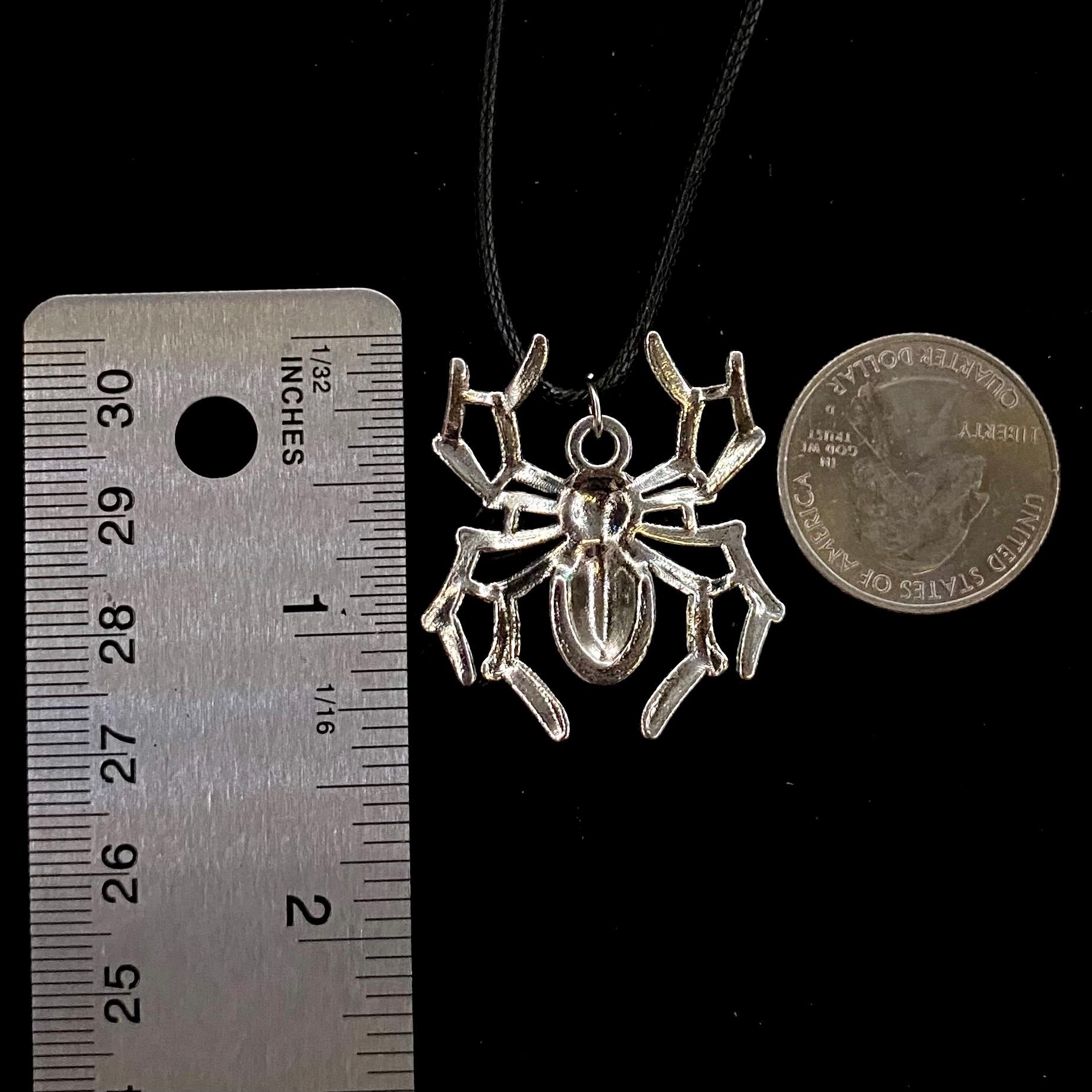 Spider Necklace, Silver Spider, Goth Necklace, Spider Jewelry