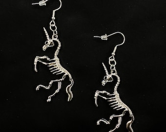 Unicorn Skeleton, Unicorn Earrings, Unicorn Jewelry, Halloween Earrings, Skeleton Earrings, Skull Earrings, Skeleton Jewelry
