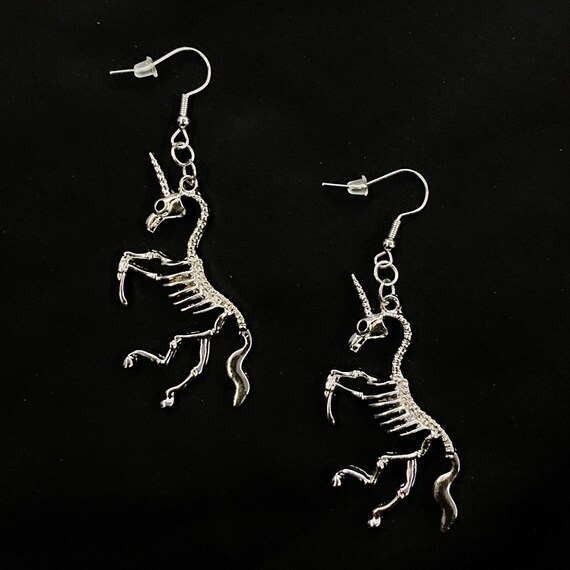 Unicorn Skeleton, Unicorn Earrings, Unicorn Jewelry, Halloween Earrings, Skeleton Earrings, Skull Earrings, Skeleton Jewelry