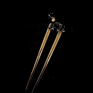 Elephant Hair Fork, Black Elephant, Gold Elephant, Elephant Jewelry, Gold Hair Fork, Asian Elephant, Pachyderm, Animal Hair Fork