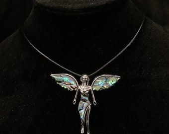 Abalone Angel, Angel Necklace, Angel Jewelry, Angel Pendant, Abalone Fairy, Fairy Necklace, Fairy Pendant, Fairy Jewelry, Abalone Wings