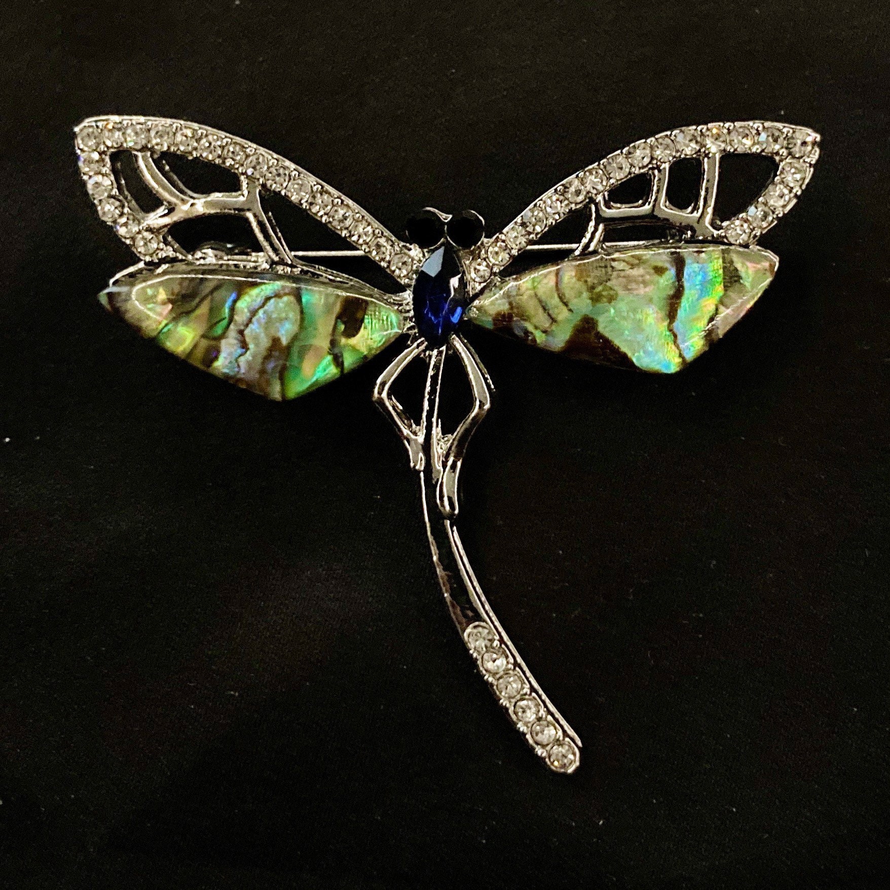 Silver Overlay Abalone Dragonfly Pin/Brooch by Artesanas Campesinas hapn010 Silver Overlay Abalone Dragonfly Pin/Brooch by Artesanas Campesinas hapn010