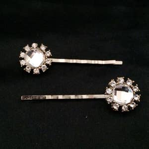 Dainty Jeweled Flower, Set Of Hair Pins, Flower Hair Pins, Flower Bobby Pins, Flower Hair Clip, Flower Ornament, Sun Ornament