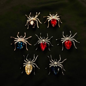Spider Brooch, Tarantula, Spider Pin, Spider Jewelry, Gold Brown, Gold Red, Gold Blue, Black Red, Black Champagne, Black Dark Blue
