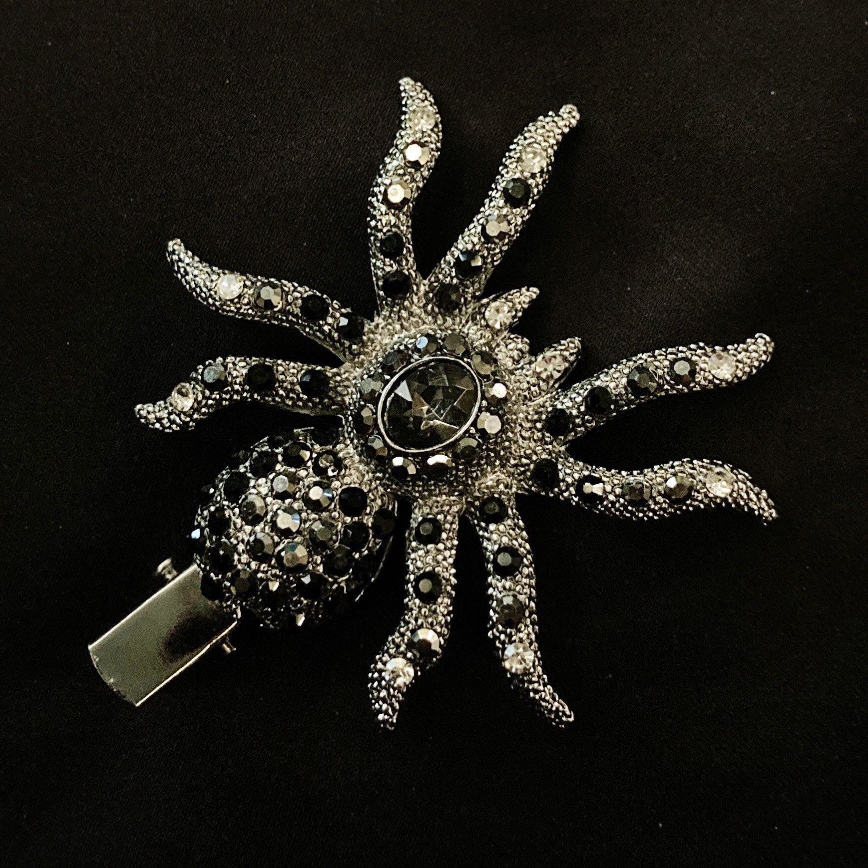 Silver Spider, Hair Clip, Spider Hair Clip, Goth Hair Clip  display picture 1