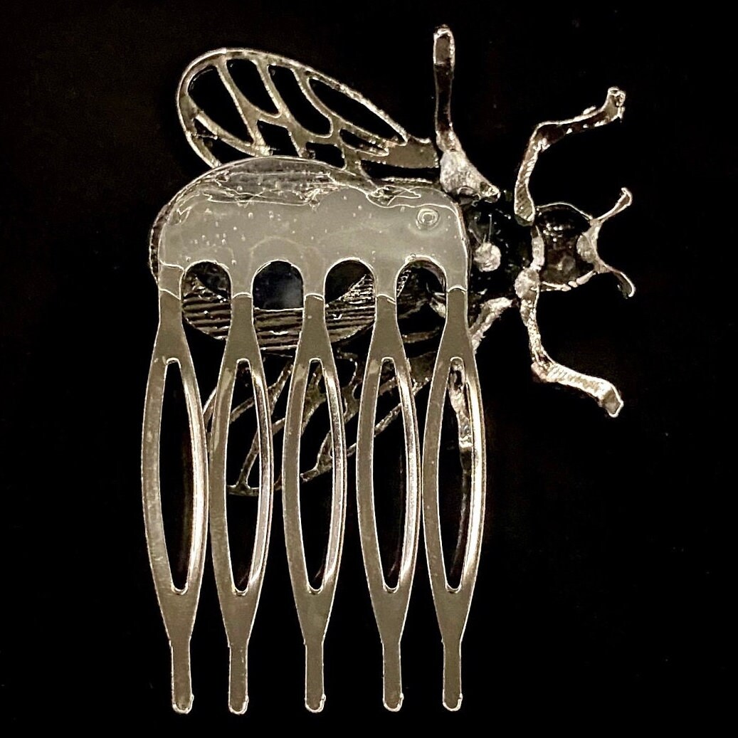 Bee Hair Comb, Blue Bee Hair Comb, Blue Spot Jasper, Insect Hair Comb ...