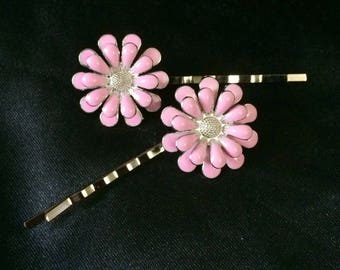 Set Of Hair Pins, Light Pink Flowers, Flowers For Hair, Flower Bobby Pins, Pink Hair Clips, Charming Hair Pins, Bobby Pins For Girls, Pink