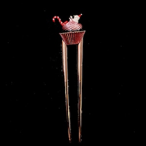 Snowman Hair Fork, Christmas Hair Fork, Holiday Hair Fork, Hair Pin Bun Holder, Cupcake Hair Fork, Candy Cane, Christmas Jewelry,