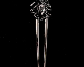 Medusa Hair Fork, Silver Hair Fork, Gunmetal Silver Medusa, Greek Mythology, Snake Hair, Medusa Jewelry, Medusa Head, Three Gorgons,