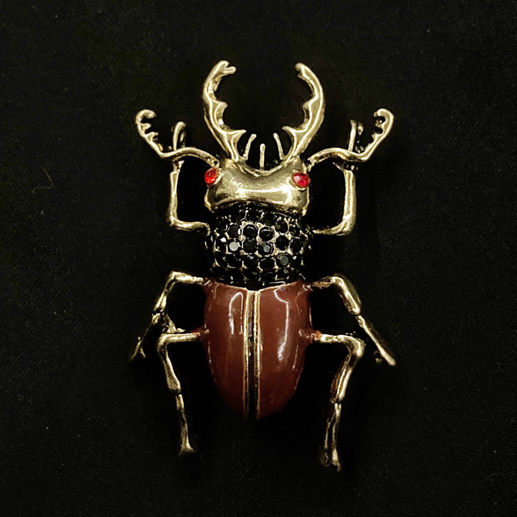 Brown Beetle, Beetle Brooch, Insect Brooch, Stag Beetle, Pinching Beetle, Pincer Beetle, Gold Beetle, Beetle Jewelry, Beetle Pin