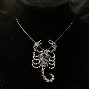 Silver Scorpion, Black Scorpion, Scorpion Necklace, Scorpion Pendant, Scorpion Jewelry, Insect Necklace, Insect Jewelry, Insect Pendant