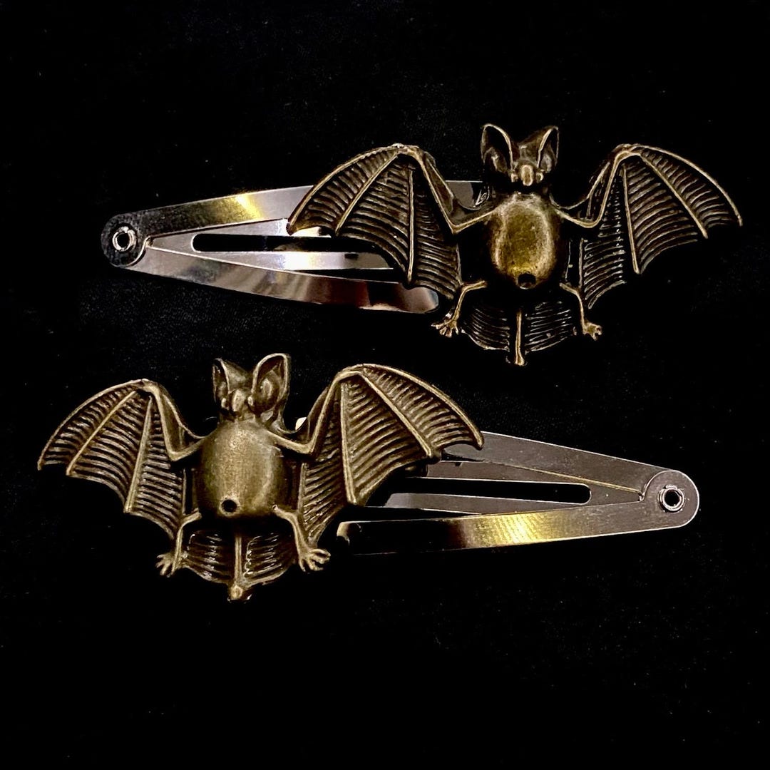 Bronze Bat, Bat Hair Clips, Snap Metal Hair Clips, Bat Contour Clips ...