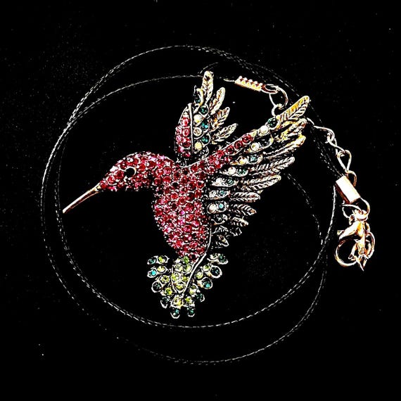 Bird Necklace, Hummingbird Necklace, Gold Hummingbird, Purple