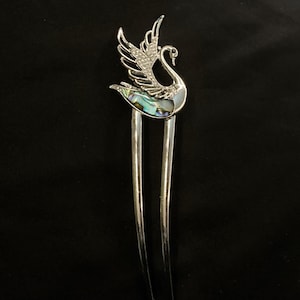 Vogel Haargabel, Schwan Haargabel, Muschel Schwan, Silber Schwan, Abalone Vogel Haar, funkelnder Vogel, Vogel Haargabel, eleganter Schwan, Perlmutt