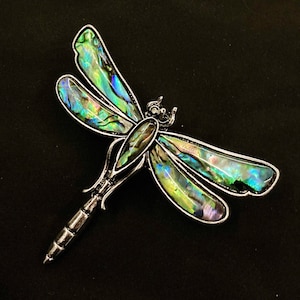 Dragonfly Brooch, Abalone Dragonfly, Silver Dragonfly, Sparkling Dragonfly, Insect Brooch, Dragonfly Pin, Dragonfly Jewelry,