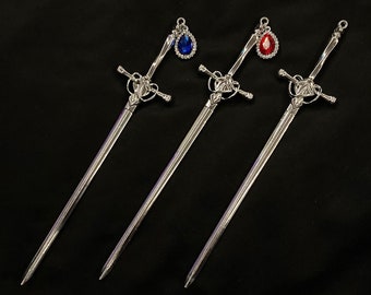 Sword Hair Stick, Silver Sword, Blue Sword, Red Sword, Extra Long Hair Stick, Silver Hair Stick, Extra Long Bun Holder, Hair Pin Bun Holder