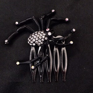 Hair Comb, Spider Hair Comb, Goth Hair Combs, Goth Hair, Spider Hair, Spider Jewelry, Halloween Hair, Black Spider Hair, Jeweled Spider image 2