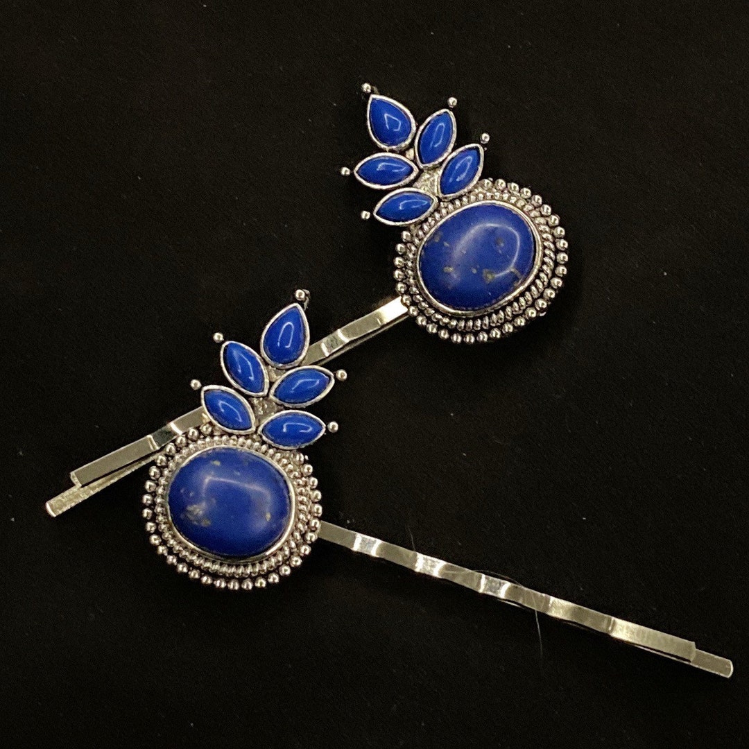 Lapis Lazuli Hair, Lapis Hair Pins, Lapis Bobby Pins, Blue Stone, Semi
