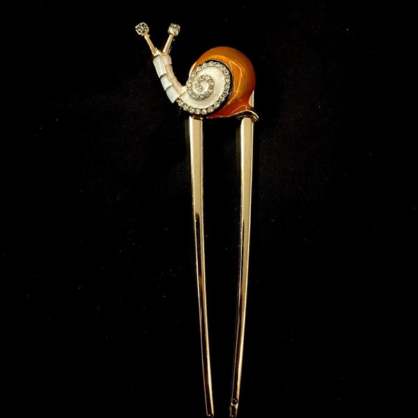 Orange Snail, White Snail, Snail Hair Fork, Snail Jewelry, Garden Snail, Gastropod, Mollusk, Insect Hair Fork, Bug Hair Fork, Bun Holder