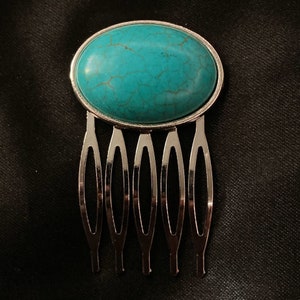 Turquoise Comb, Turquoise Hair Comb, Turquoise Hair, Turquoise Stone, Blue Silver, Natural Stone, Silver Hair Comb, Something Blue
