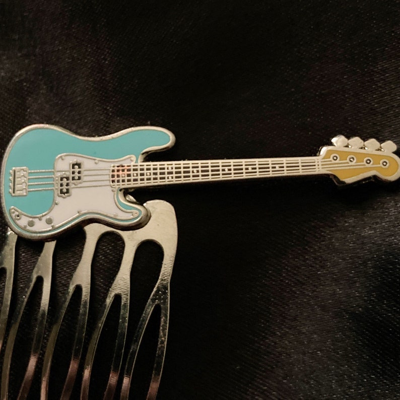 Rock N Roll Guitar Jewelry Music Lover Gift Musician Rock Hair Comb Music Hair Bass Hair Comb Fender P-Bass Precision Bass