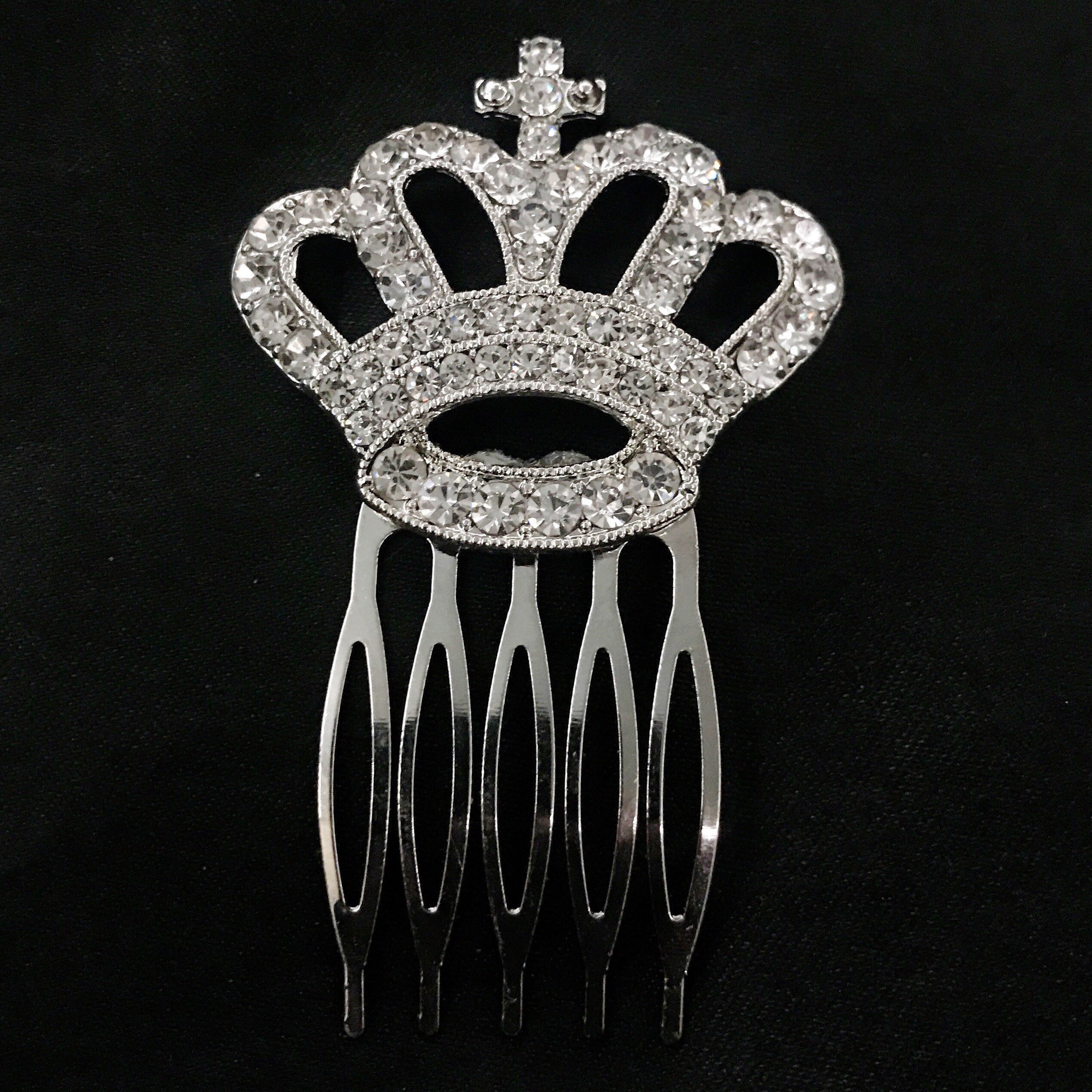 Silver Crown, Silver Hair Comb, Jewel Encrusted, Sparkling  display picture 1