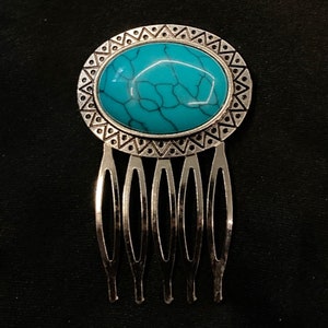 Turquoise Comb, Turquoise Hair Comb, Turquoise Hair, Turquoise Stone, Blue White, Faux Turquoise, Silver Hair Comb, Something Blue