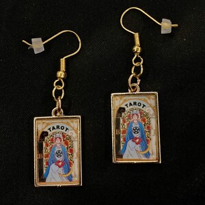 Tarot Card Earrings, Tarot Card Jewelry, Occult Earrings, Witch Earrings, Fortune Teller, Astrology Earrings, Mystic Tarot, Pentogram