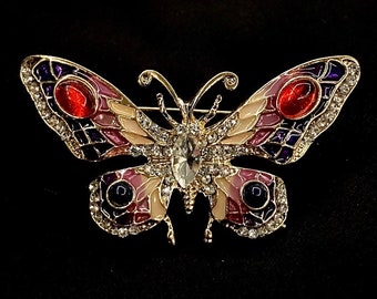 Pink Butterfly, Jeweled Butterfly, Butterfly Brooch, Butterfly Pin, Sparkling Butterfly, Red Butterfly, Butterfly Jewelry, Purple Butterfly