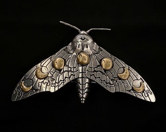 Barrette de polilla, Barrette de plata, Fases lunares, Polilla de plata, Lunas de oro, Barrette de cola de caballo, Barrette ancha, Mariposa plateada, Barrette de mariposa