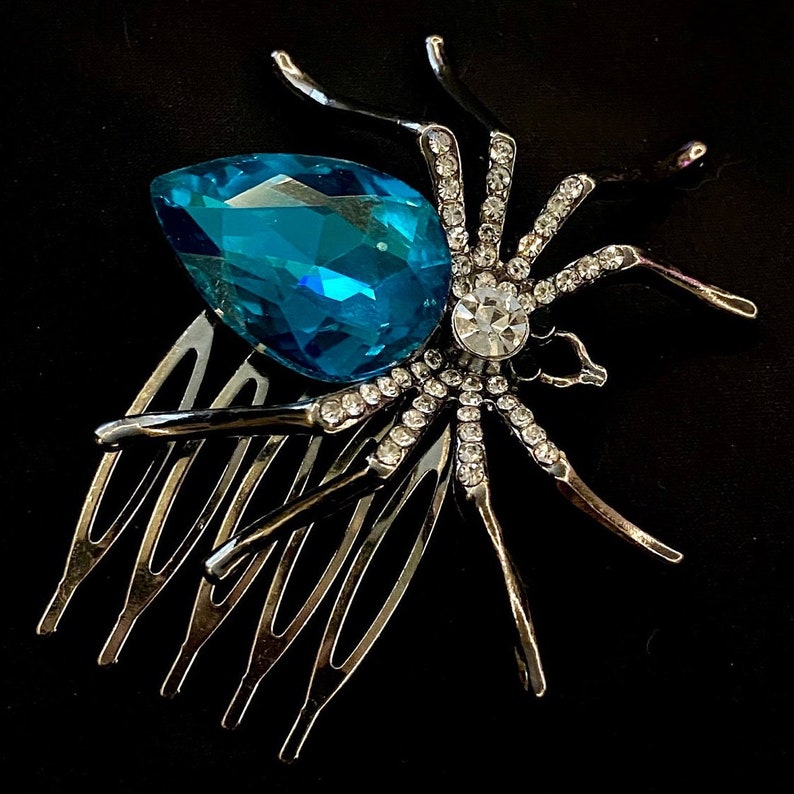 Black Spider, Light Blue Spider, Spider Hair Comb, Goth Hair Comb ...