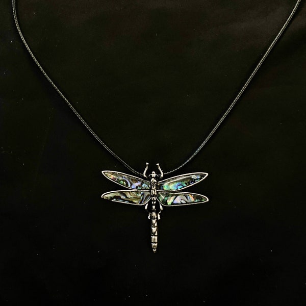 Dragonfly Necklace, Abalone Dragonfly, Silver Dragonfly, Sparkling Dragonfly, Insect Necklace, Dragonfly Pendant, Dragonfly Jewelry,