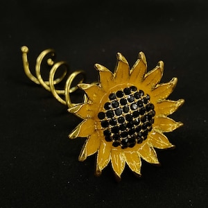 Spiral Hair Pin, Sun Flower, Sunflower Hair Pin, Yellow Flower, Hair accessories, Flowers For Hair, Hair Pin Bun Holder, Brown Yellow