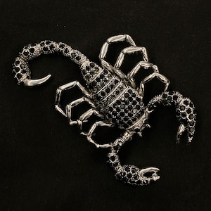 Silver Scorpion, Black Scorpion, Scorpion Brooch, Scorpion Pin, Scorpion Jewelry, Insect Brooch, Insect Jewelry, Insect Pin
