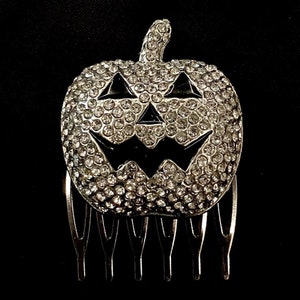 Pumpkin Hair Comb, Halloween Hair Comb, Carved Pumpkin, Jack O Lantern, Jack O’ Lantern, Fall Hair Comb, Silver Pumpkin, Gold Jack O Lantern