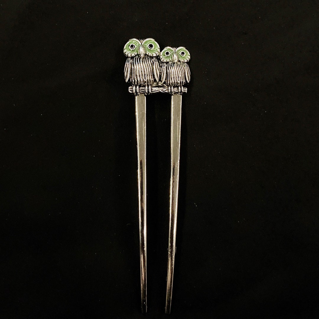 Bird Hair Fork, Mother Child, Owl Hair Fork, Bird Jewelry, Owl Jewelry