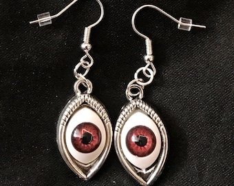 Evil Eye Earrings, Brown Eyes, Creepy Eyes, Evil Eye, Halloween Eyes, Eye Earrings, Eyeball Earring, Eye Earrings, Realistic Eye