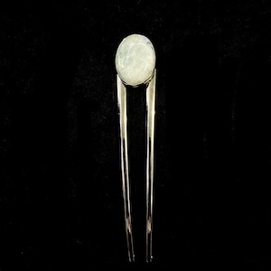 Moonstone Hair Fork, Subtle Blue Flash, Moonstone Jewelry, Natural Moonstone, Genuine Moonstone, Semi Precious, Silver White, Hair Pin Bun