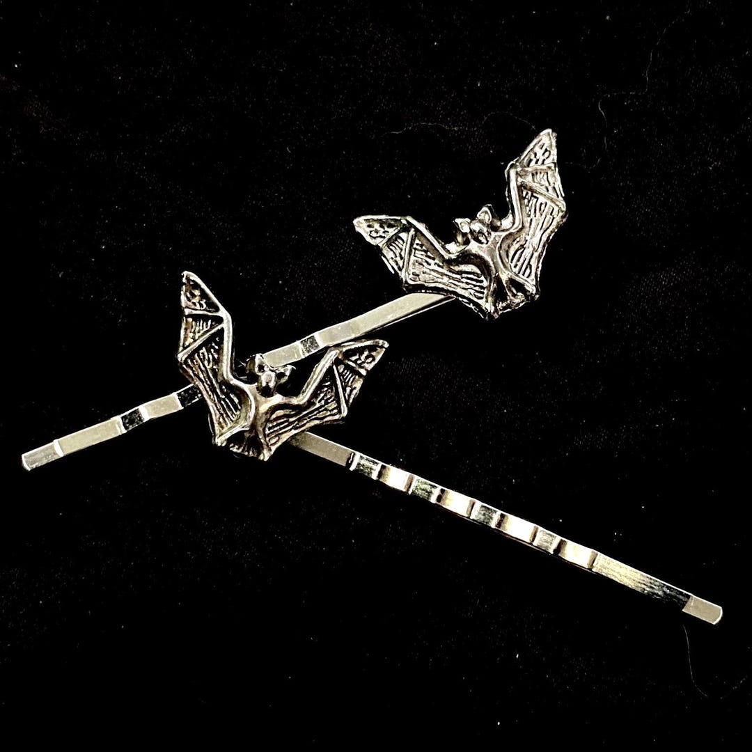 Silver Hair Pins, Bat Hair Pins, Wing Hair Pin, Bat Wing 