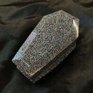 Holographic coffin, Coffin Box, Silver Holographic, Coffin With Lid, Blue Green, Rainbow Holographic, Gift Box, Resin Box, Rainbow Coffin