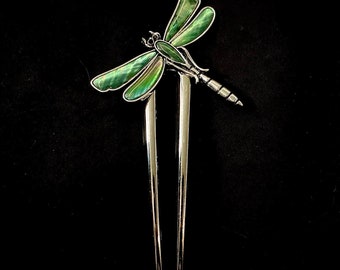 Dragonfly Hair Fork, Abalone Inlay, Something Blue, Green Dragonfly, Blue Dragonfly, Yellow Dragonfly, Insect Hair Fork, Bridal Hair