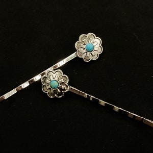 Turquoise Bobby Pins, Turquoise Hair, Flower Hair Pins, Blue Silver, Faux Turquoise, Turquoise Hair Pins, Something Blue, Wedding Hair