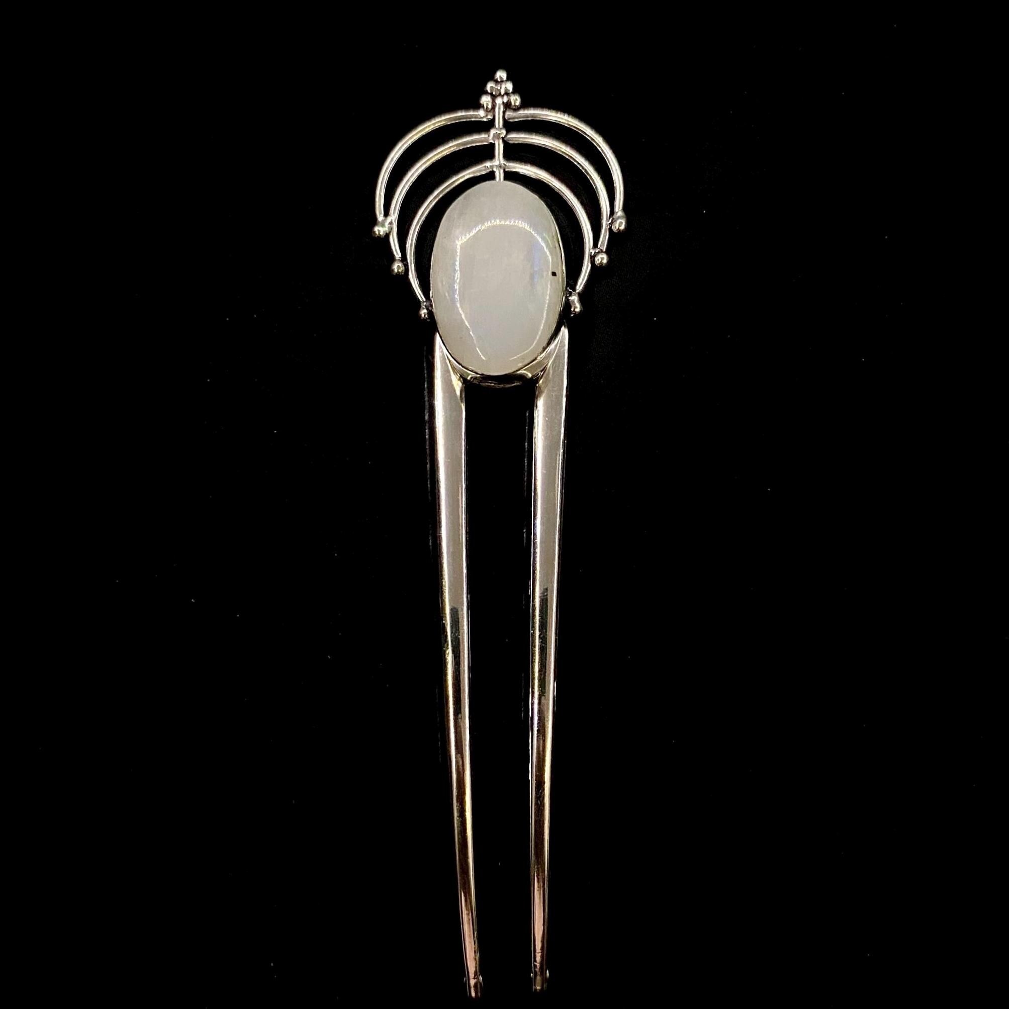 Moonstone Hair Fork, Subtle Blue Flash, Moonstone Jewelry 